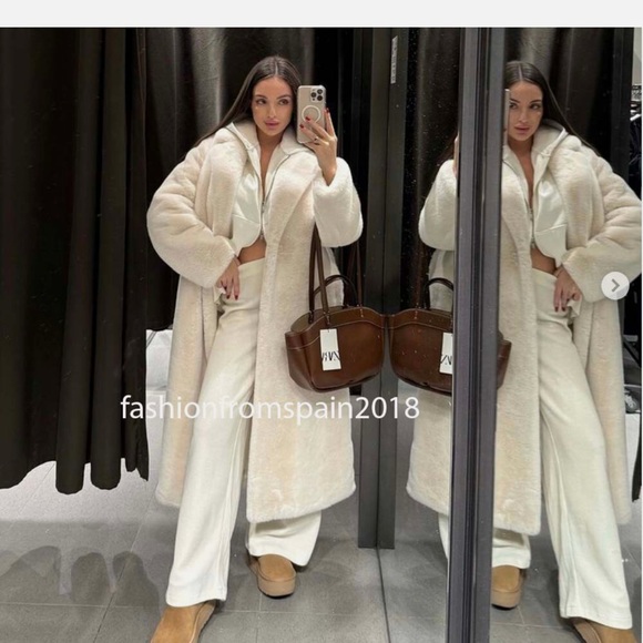 Zara long fleece coat - Picture 2 of 6